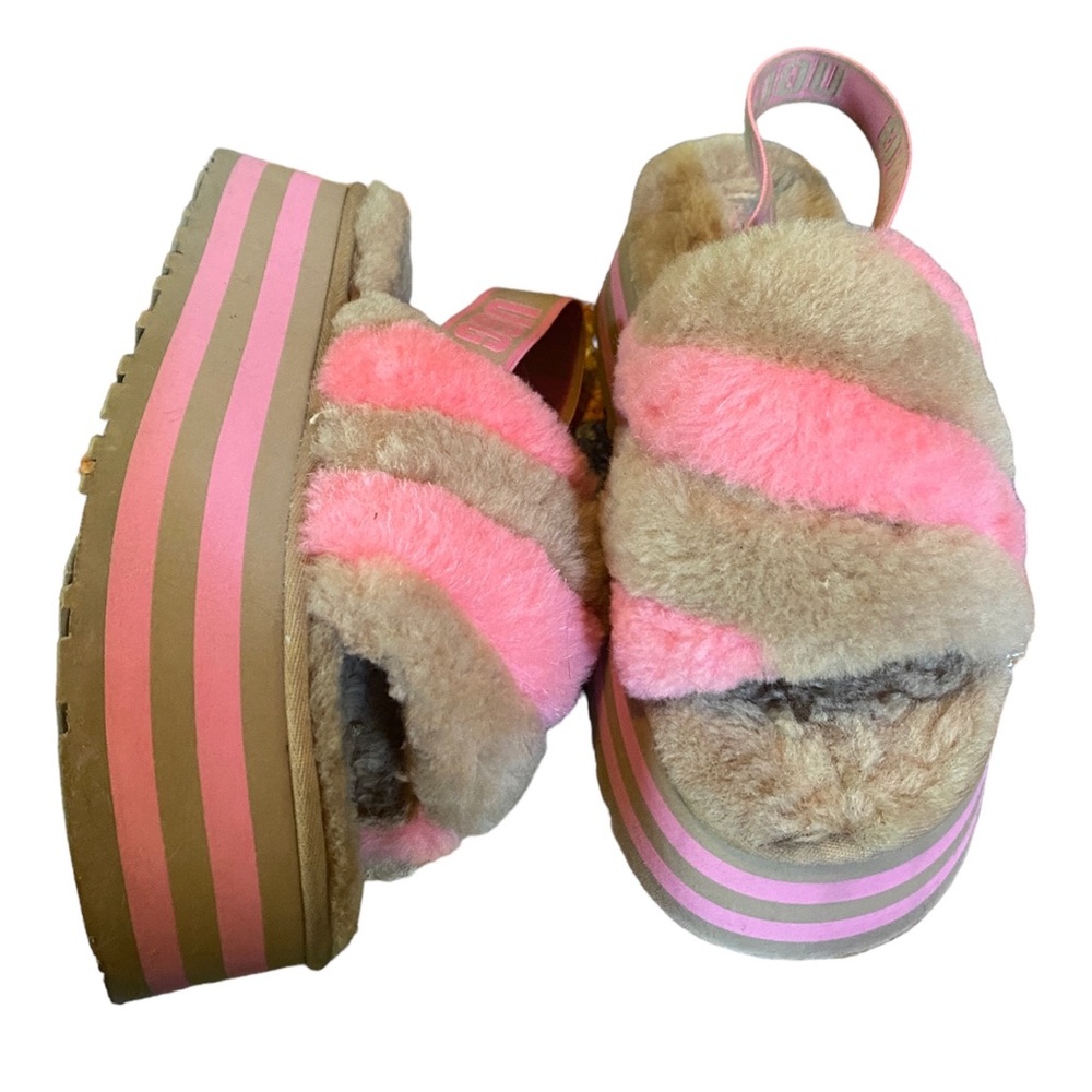 UGG Pink and Tan Slingback Sandals